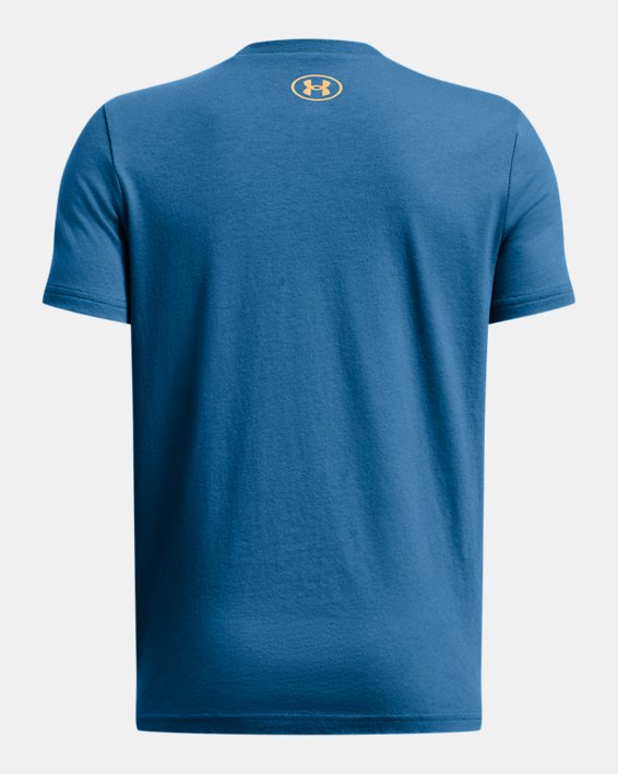 Boys' UA Box Logo Camo Short Sleeve, Blue, pdpMainDesktop image number 1